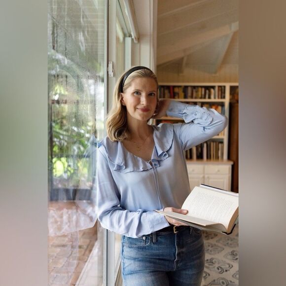 NWT J CREW Goldie top in satin in IVORY - Picture 6 of 9